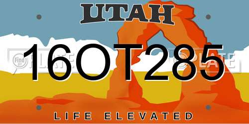16OT285 Utah License Plate