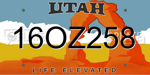 16OZ258 Utah License Plate