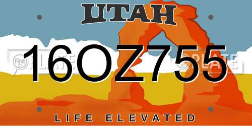 16OZ755 Utah License Plate