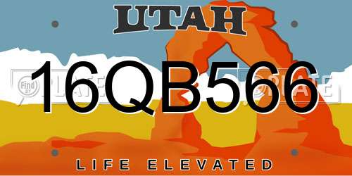 16QB566 Utah License Plate