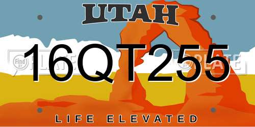 16QT255 Utah License Plate