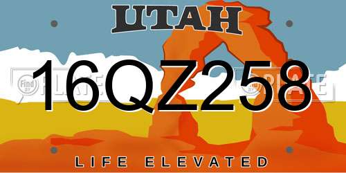 16QZ258 Utah License Plate