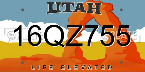 16QZ755 Utah License Plate
