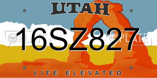 16SZ827 Utah License Plate