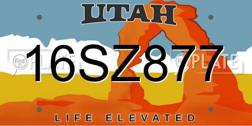 16SZ877 Utah License Plate
