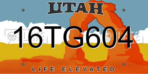 16TG604 Utah License Plate