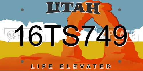 16TS749 Utah License Plate