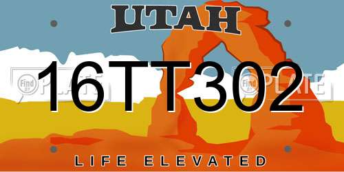 16TT302 Utah License Plate