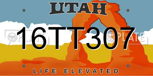 16TT307 Utah License Plate