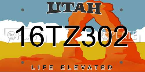 16TZ302 Utah License Plate