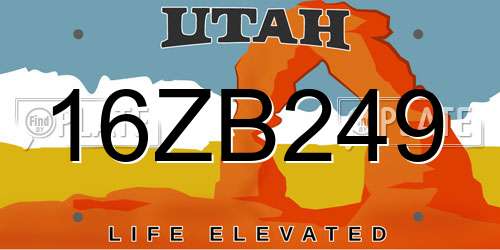 16ZB249 Utah License Plate