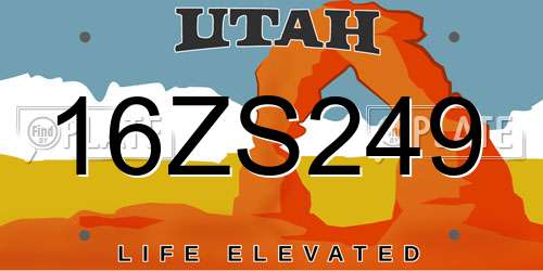 16ZS249 Utah License Plate