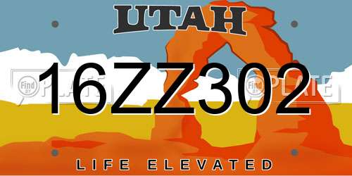 16ZZ302 Utah License Plate
