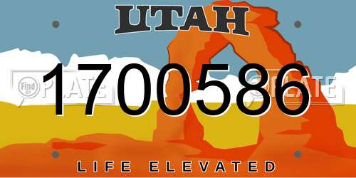 1700586 Utah License Plate