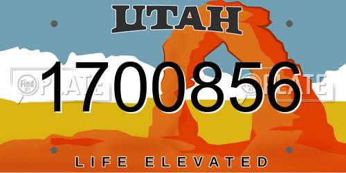 1700856 Utah License Plate