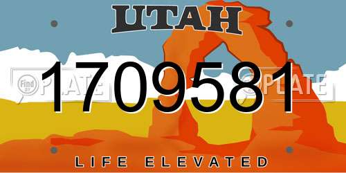 1709581 Utah License Plate