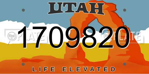 1709820 Utah License Plate