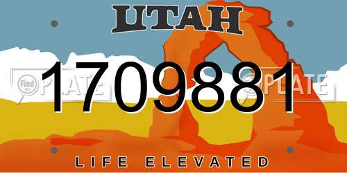 1709881 Utah License Plate