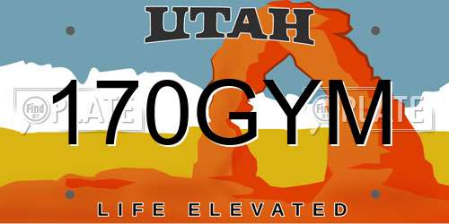 170GYM Utah License Plate