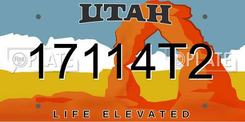17114T2 Utah License Plate