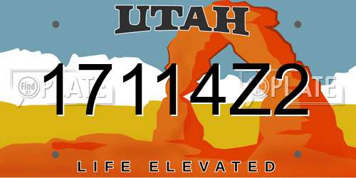 17114Z2 Utah License Plate