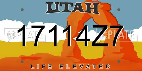 17114Z7 Utah License Plate