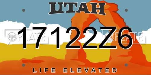 17122Z6 Utah License Plate