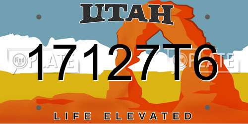 17127T6 Utah License Plate
