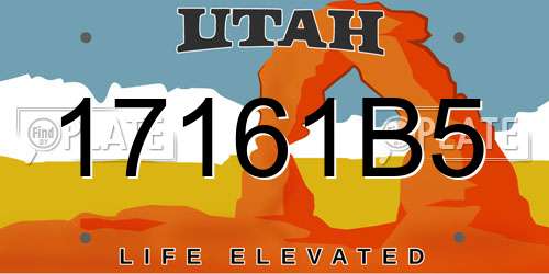 17161B5 Utah License Plate