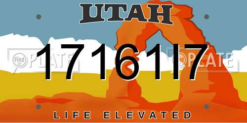 17161I7 Utah License Plate