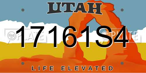 17161S4 Utah License Plate