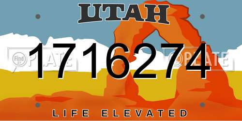 1716274 Utah License Plate