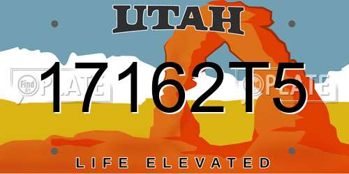 17162T5 Utah License Plate