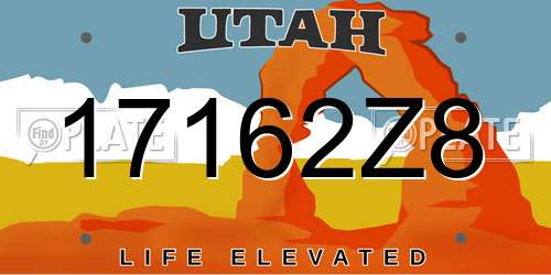 17162Z8 Utah License Plate