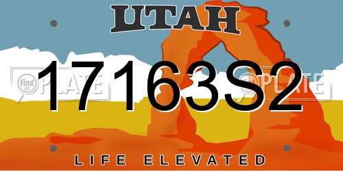 17163S2 Utah License Plate