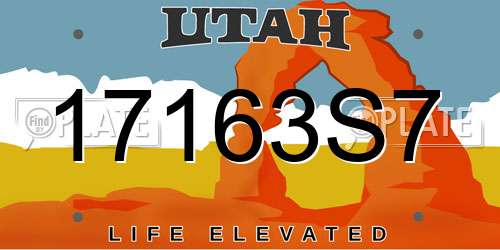 17163S7 Utah License Plate