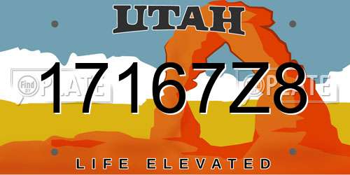 17167Z8 Utah License Plate