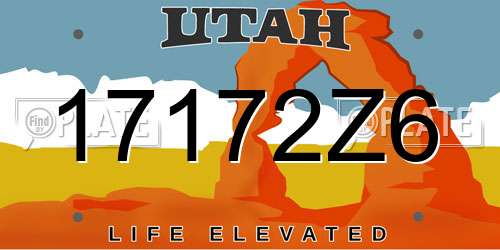 17172Z6 Utah License Plate