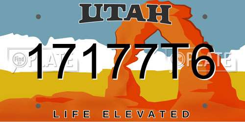 17177T6 Utah License Plate