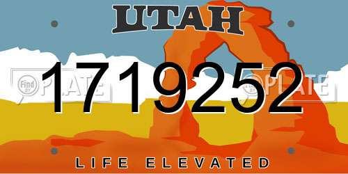 1719252 Utah License Plate