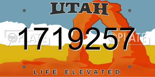 1719257 Utah License Plate