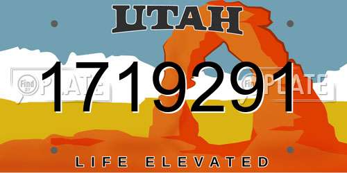 1719291 Utah License Plate