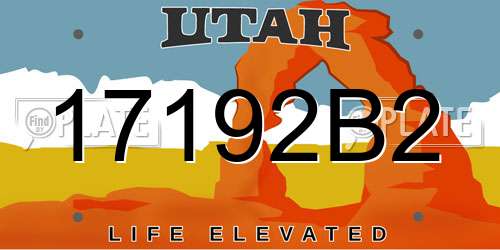 17192B2 Utah License Plate