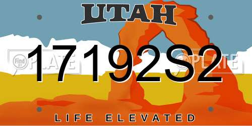 17192S2 Utah License Plate