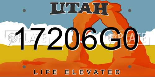 17206G0 Utah License Plate