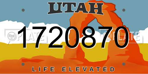 1720870 Utah License Plate
