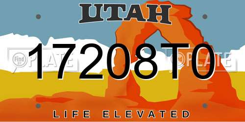 17208T0 Utah License Plate
