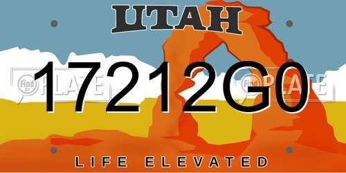 17212G0 Utah License Plate