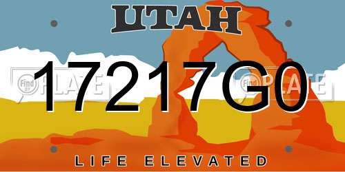17217G0 Utah License Plate