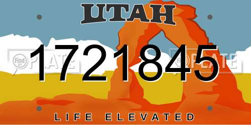 1721845 Utah License Plate